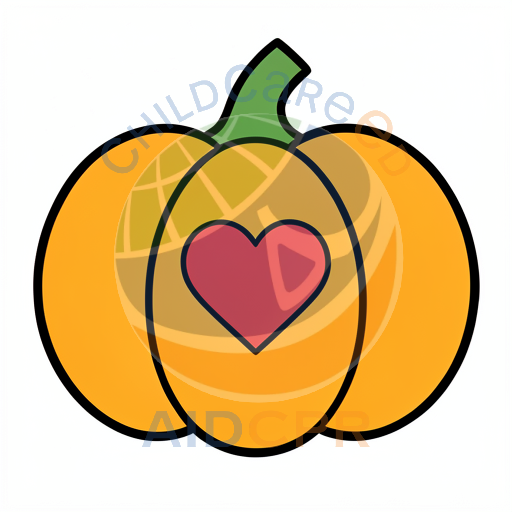 Pumpkin with heart inside smiling