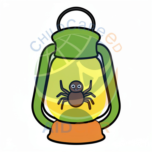 Friendly spider inside glowing lantern