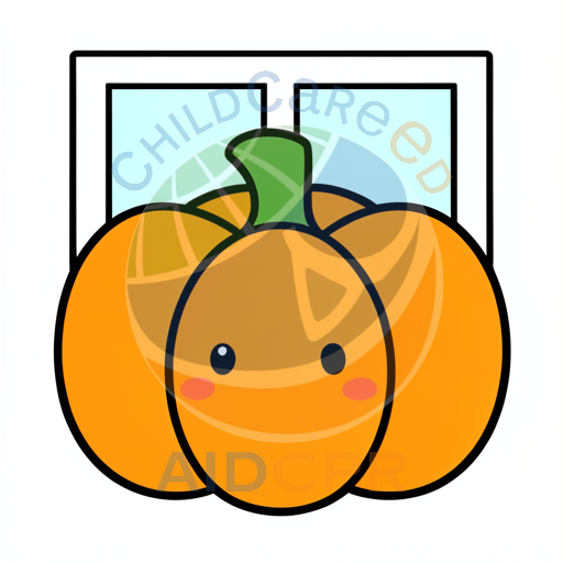 Cute pumpkin peeking through window