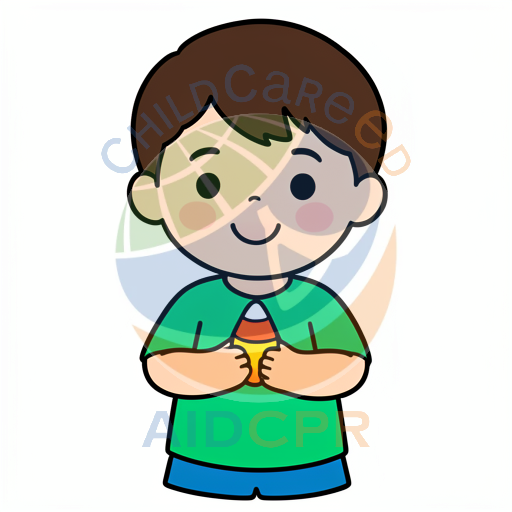 Happy boy holding candy corn