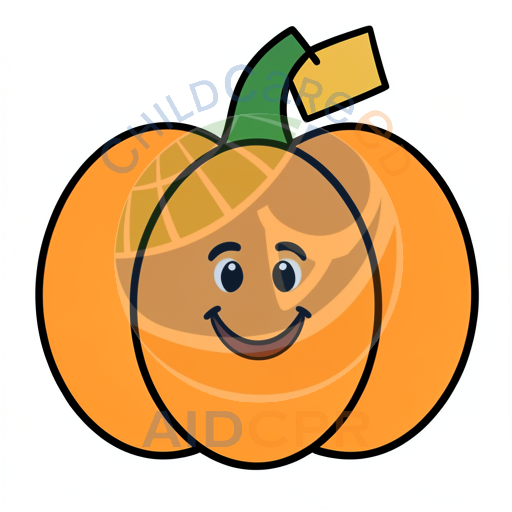 Orange pumpkin face with cheerful expression