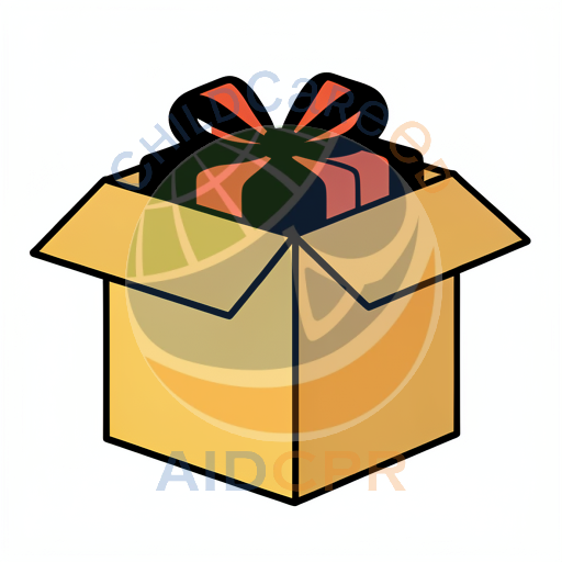 Open gift box with red bow