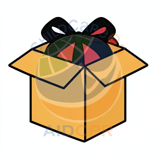 Child-friendly present box with bow