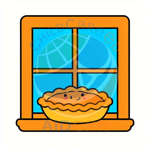Happy pie smiling through window