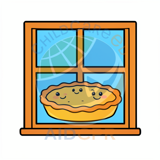Happy pie smiling from window