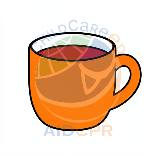 Orange cup with red liquid inside