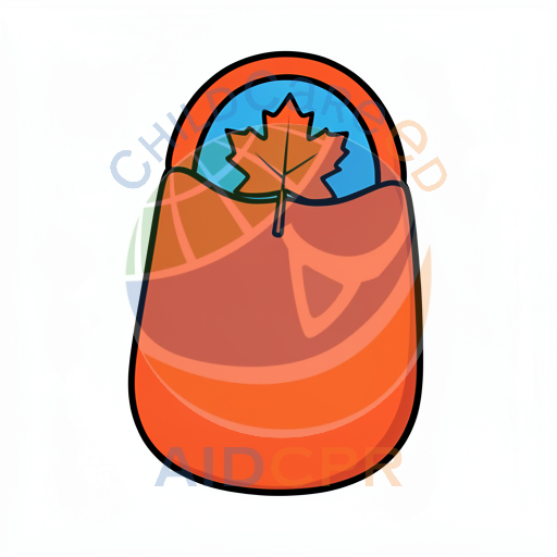 Orange bag holding maple leaf