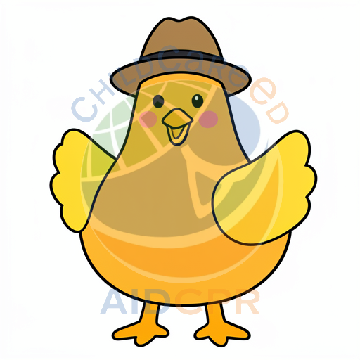 Chick in hat waving hello