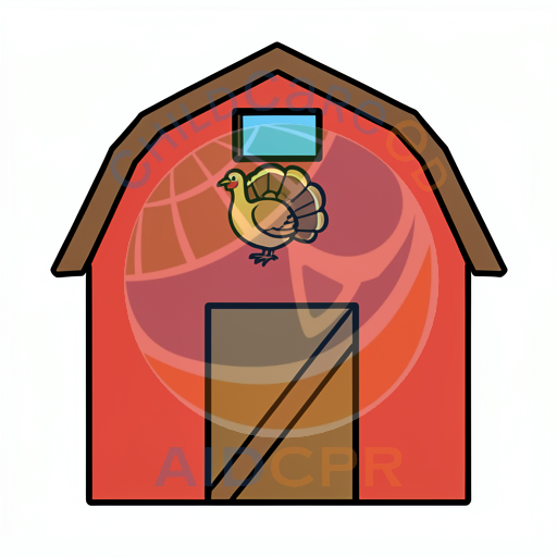 Turkey on red barn with window