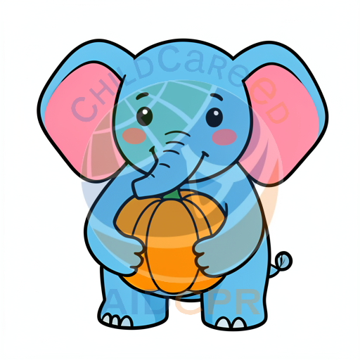 Cute elephant hugging a pumpkin
