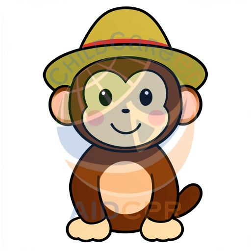 Cute monkey wearing explorer hat
