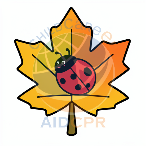 Happy ladybug sitting on maple leaf