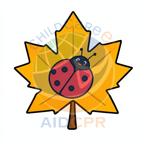 Cute red ladybug on yellow leaf