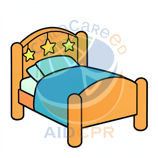 Child's bed with star-patterned headboard