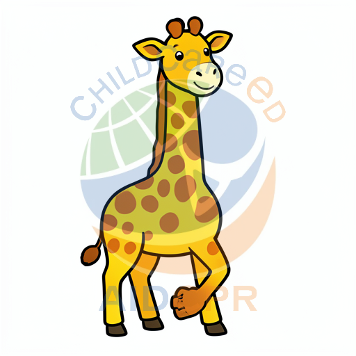 Happy giraffe standing with spotted pattern