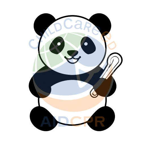 Panda checking temperature with thermometer coloring page
