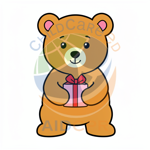 Adorable bear presenting wrapped present