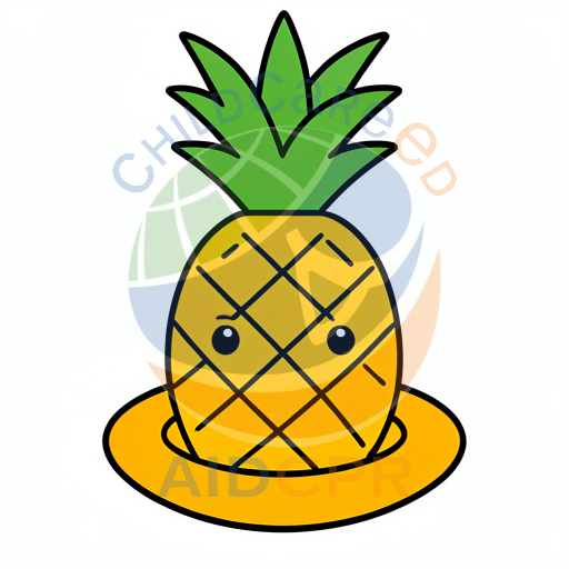 Happy pineapple with smiling face