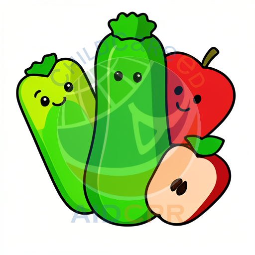Three smiling vegetables with faces