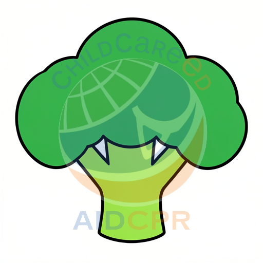 Cartoon broccoli with thick stem