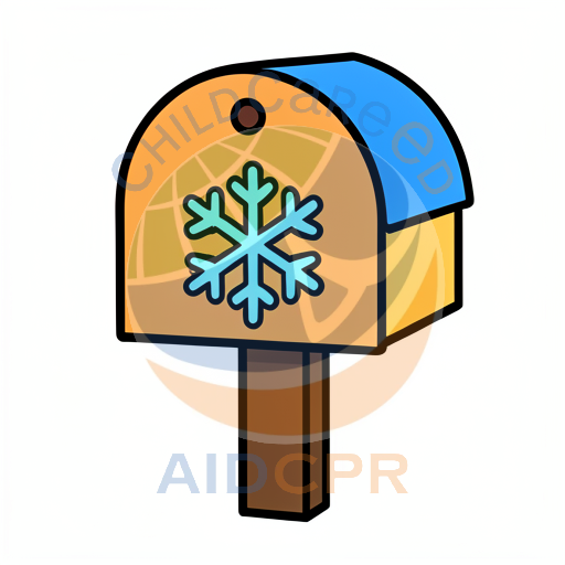 Orange mailbox with snowflake design