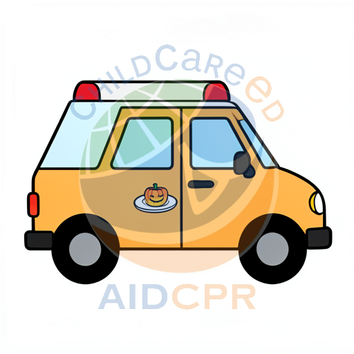 Yellow van with pumpkin on side