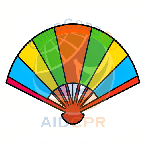 Colorful fan with rainbow pattern