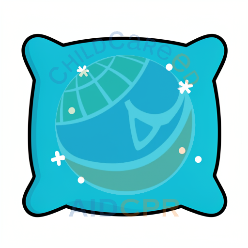 Blue pillow with white snowflake patterns