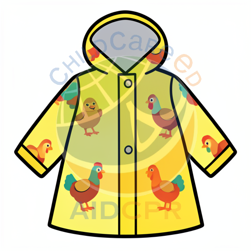 Yellow raincoat with chicken pattern