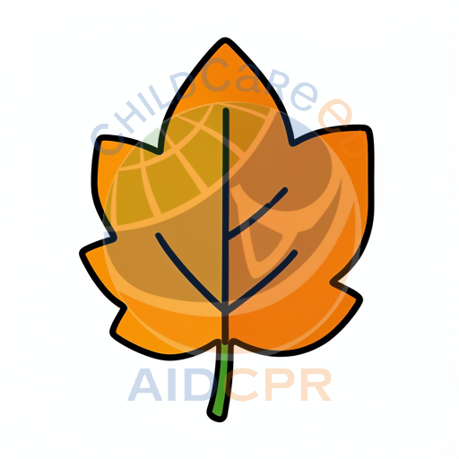 Orange maple leaf with green stem