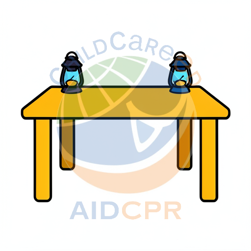 Two lanterns on a yellow table