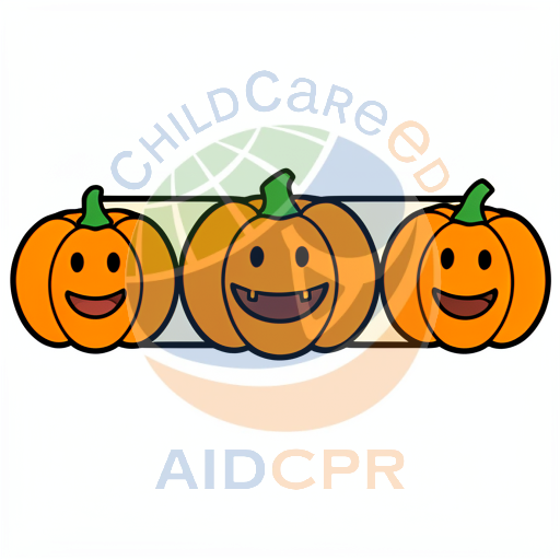Three smiling pumpkins in a row