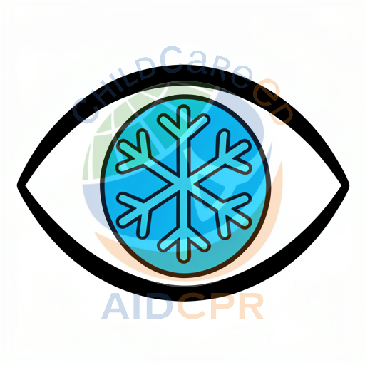 Blue snowflake inside eye symbol