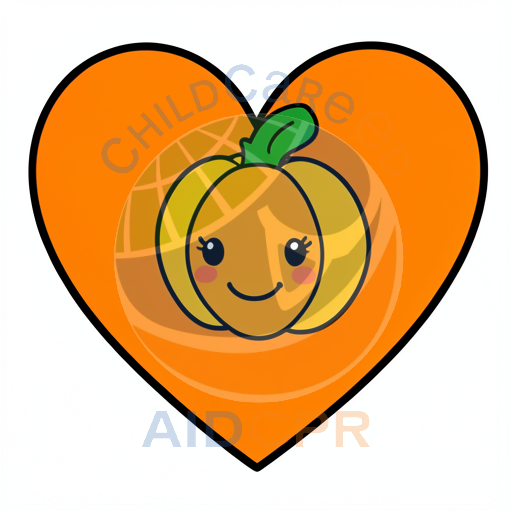 Cute pumpkin smiling inside heart shape