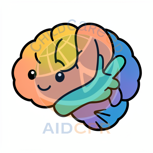 Cute rainbow brain smiling cheerfully