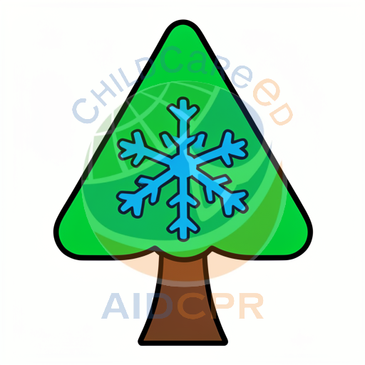 Green tree with blue snowflake inside