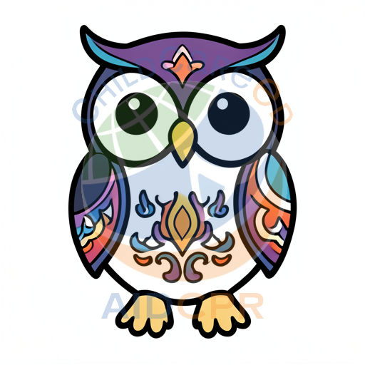 Colorful owl with patterned wings