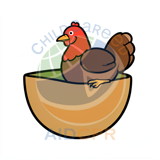 Chick hatching from brown egg
