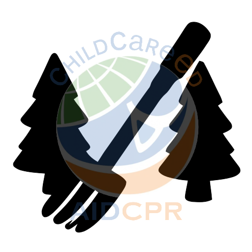Blue garden fork between two pine trees silhouette