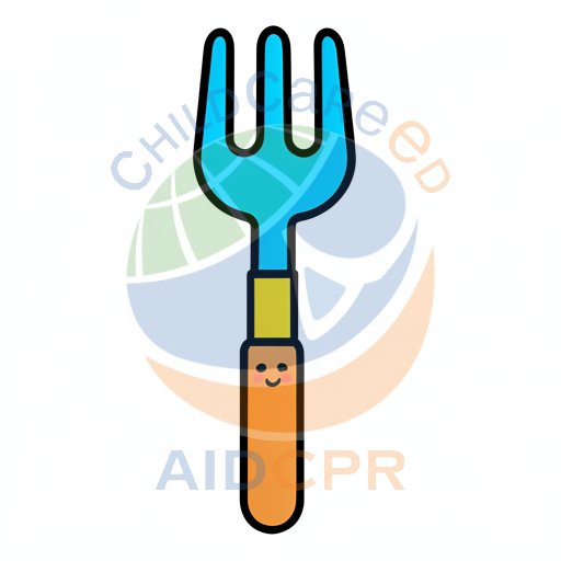 Blue fork with smiling face handle
