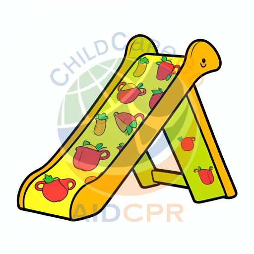 Yellow slide with fruit pattern