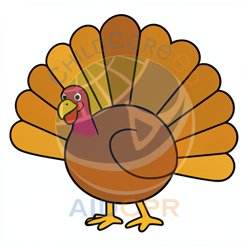 Friendly turkey standing with spread tail