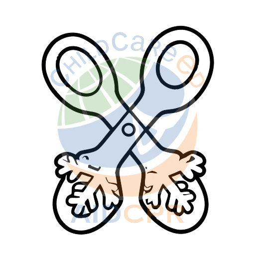 Blue scissors with snowflake patterns coloring page