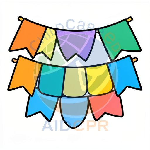 Colorful triangular flags hanging in a row