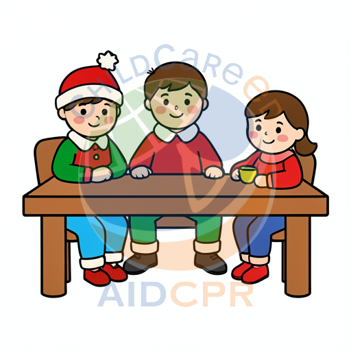 Three children sitting at table drinking