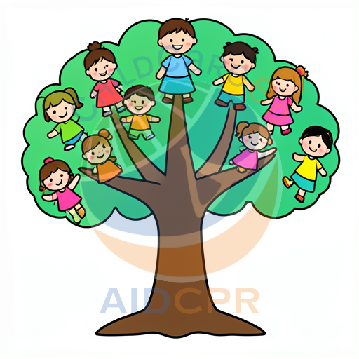 Children playing on tree branches