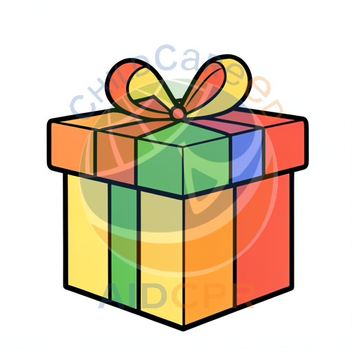 Multicolored present wrapped with bow