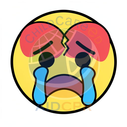 Crying face with tears and red cheeks