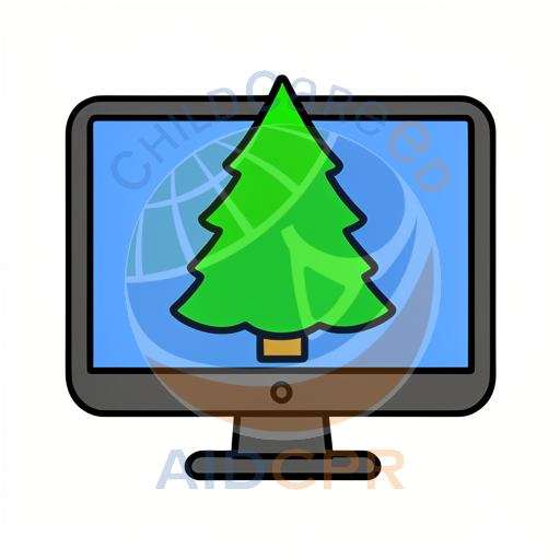 Green Christmas tree on computer screen