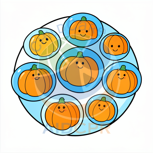 Happy pumpkins in clear bubbles